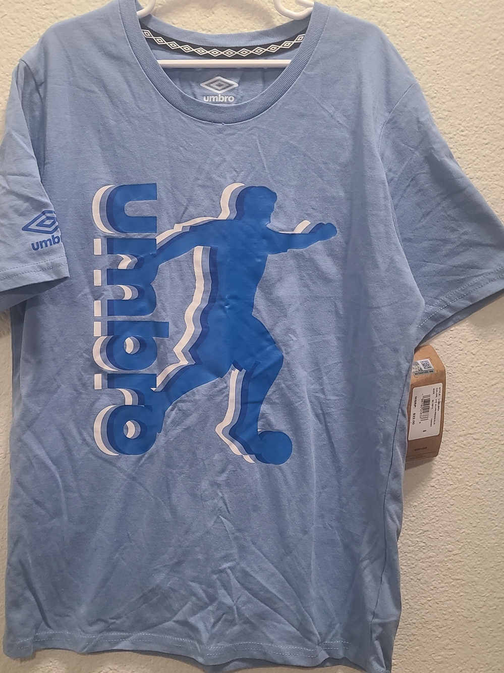 Umbro Light Blue Graphic Soccer Silhouette Tee